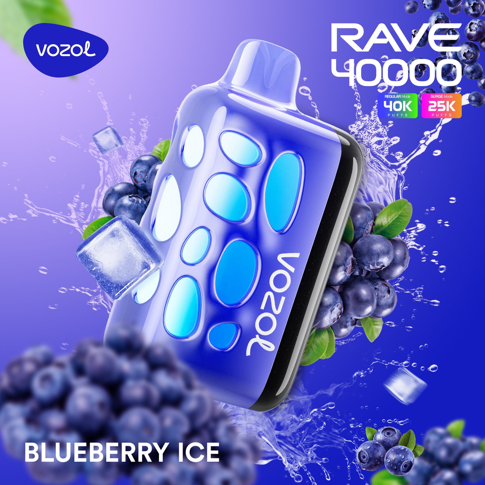 BLUEBERRY-ICE Vozol Rave 40000 Blueberry Ice - Görsel 1