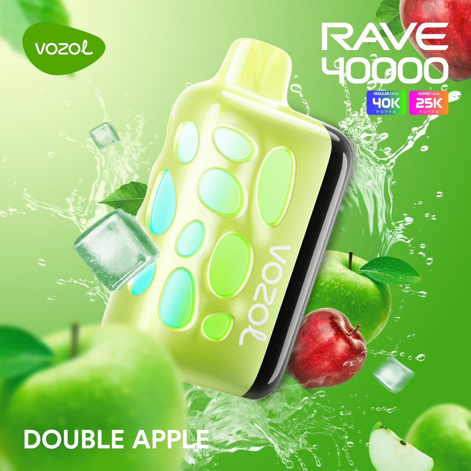 DOUBLE-APPLE Vozol Rave 40000 Double Apple - Görsel 1