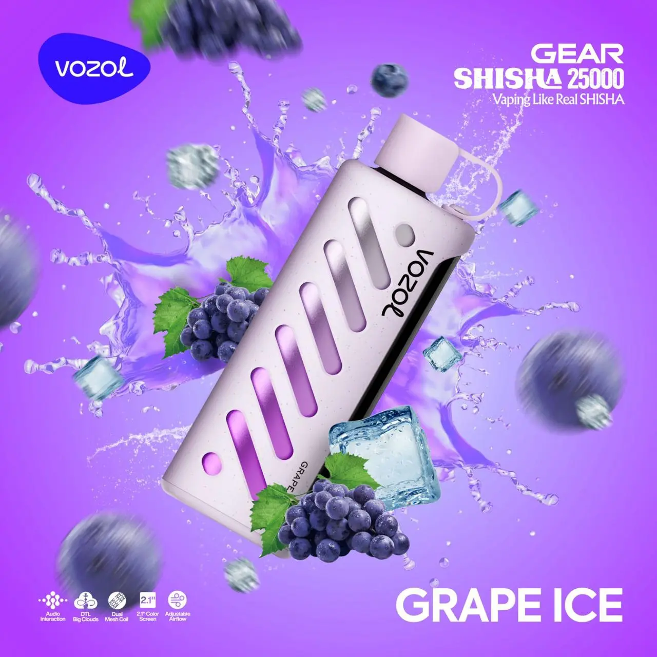 Disposable-Grape-Ice Vozol Gear 25000 Grape Ice - Görsel 1