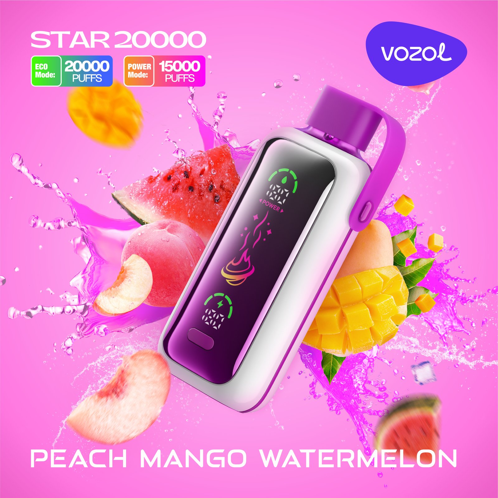PEACH MANGO WATERMELON Vozol Star 20000 Peach Mango Watermelon - Görsel 1