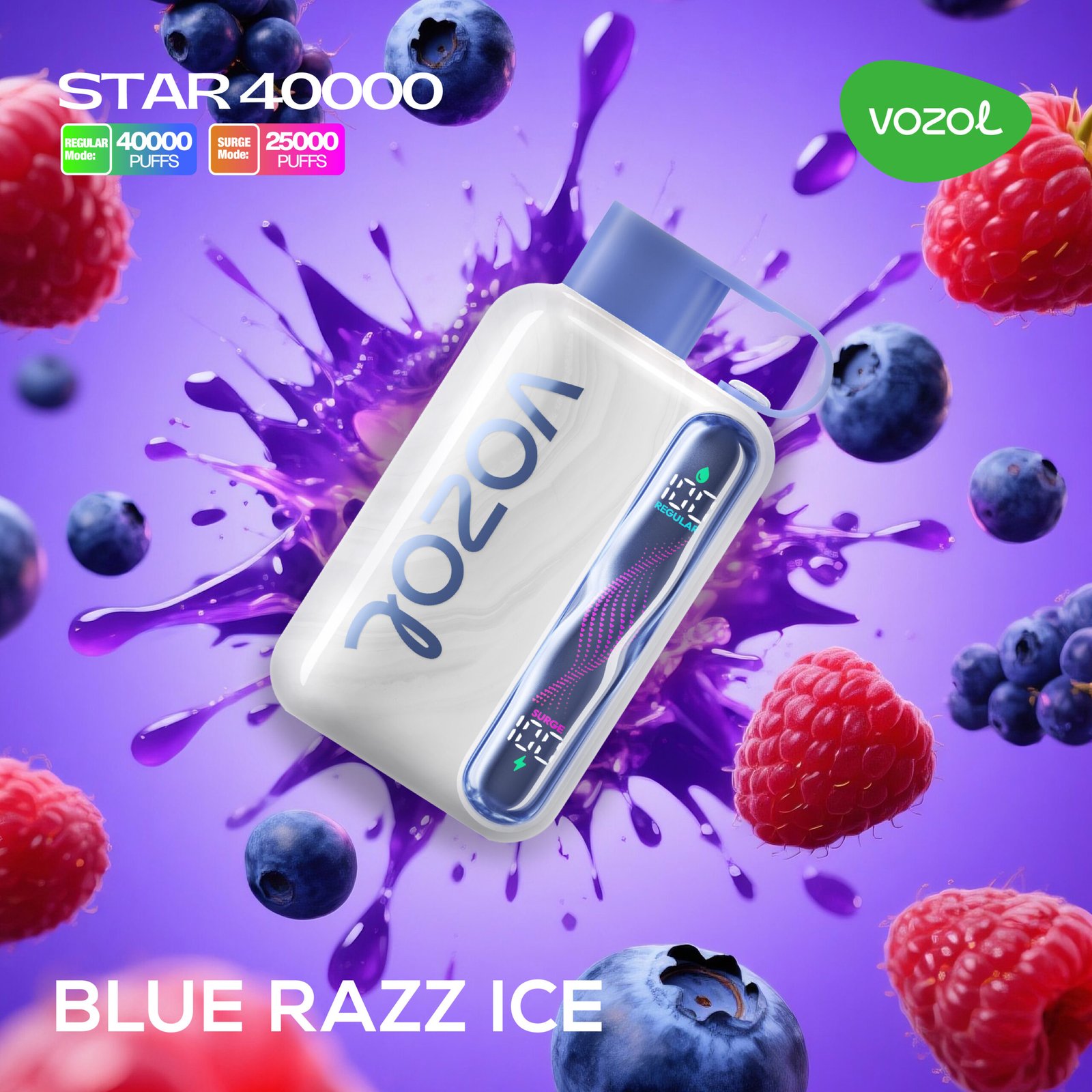 12 Blue Razz Ice Vozol Star 40000 Blue Razz Ice - Görsel 1