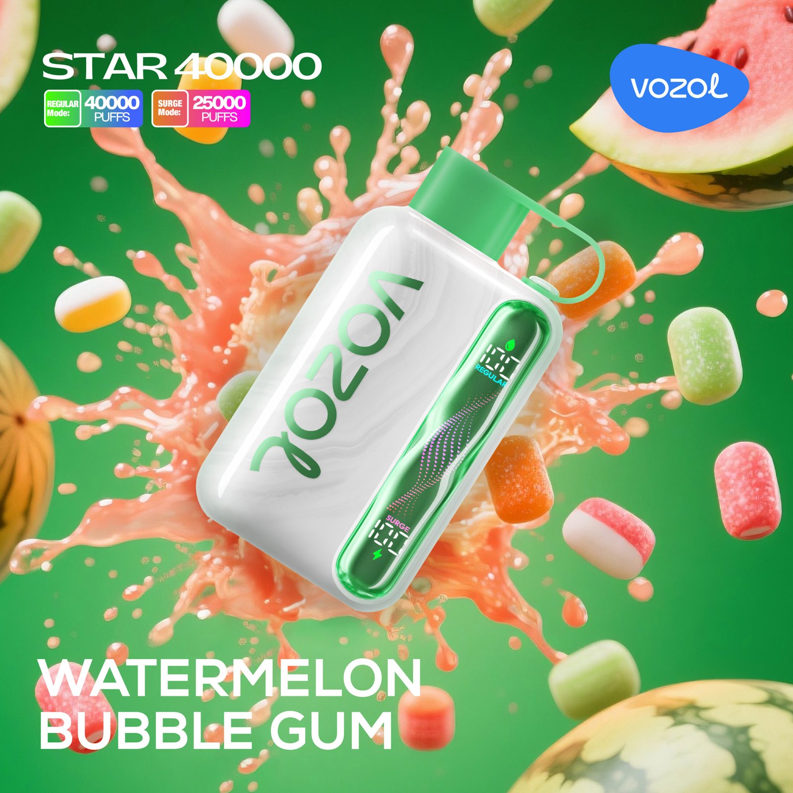 19 Watermelon Bubble Gum Vozol Star 40000 Watermelon Bubble Gum - Görsel 1