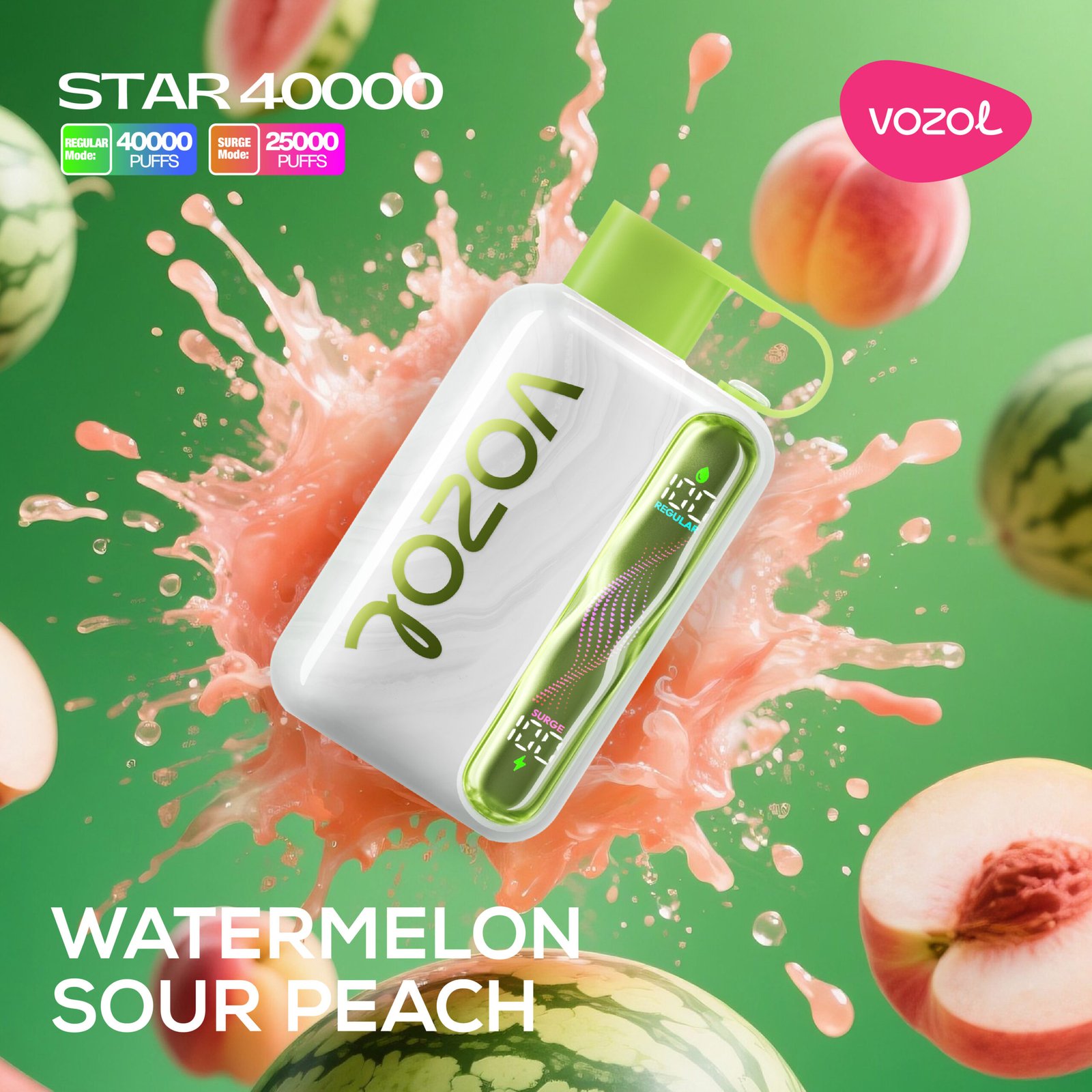 23 Watermelon Sour Peach Vozol Star 40000 Watermelon Sour Peach - Görsel 1