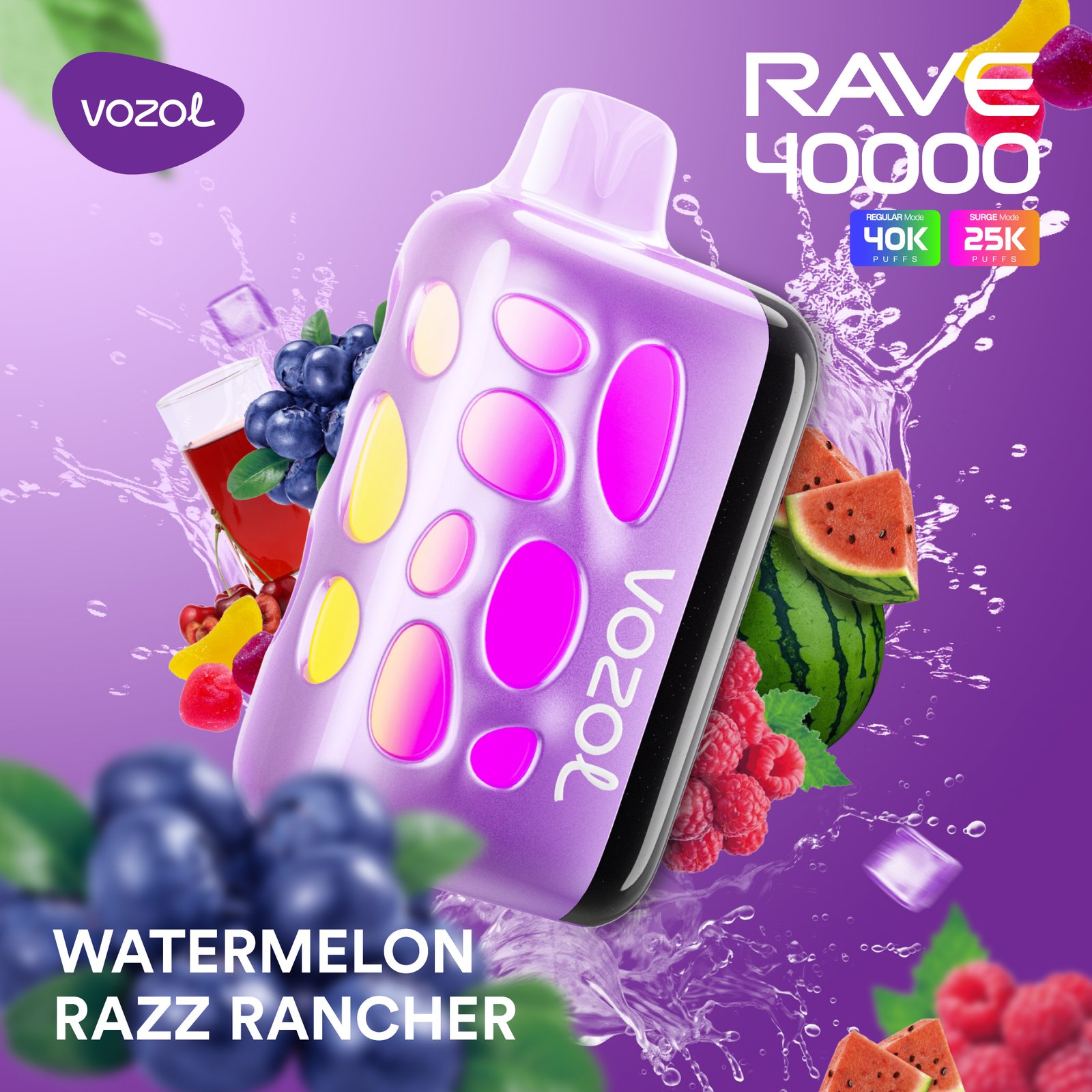 WATERMELON-RAZZ-RANCHER Vozol Rave 40000 Watermelon Razz Rancher - Görsel 1